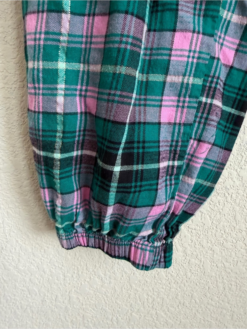 Victoria's Secret Plaid Jogger Lounge Pants XS Green Pink Cotton Modal Soft Cozy - Picture 7 of 11